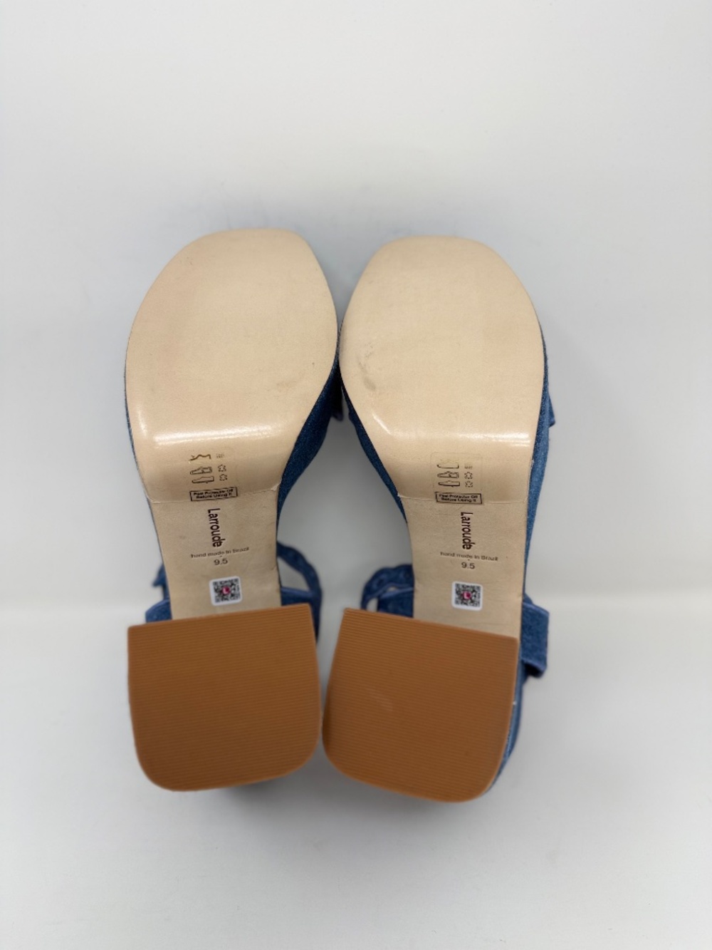 New Larroude Dolly Broderie Sandal In Blue Stoned Denim Sz 9.5 - Picture 12 of 12